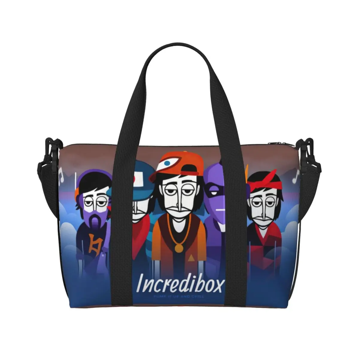 Custom Incredibox Music Video Game Groceries Tote Shopping Bag Women Large Capacity Gym Beach Travel Bags