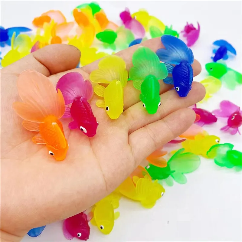 10Pcs Random Soft Rubber Gold Fish Baby Bath Toys for Children Simulation Mini Goldfish Water Toddler Fun Swimming Beach Gif