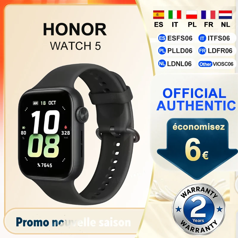 Image of Honor Watch 5 Gesundheitsüberwachung Präzise GPS-Ortung 15 Tage Lange Akkulaufzeit 1,85-Zoll Größeres AMOLED-Display 60Hz 5ATM IP68 BT5.2