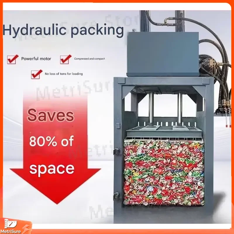 Hydraulic Vertical Baler for Waste Paper Plastic Bottles Woven Bags Aluminum Cans Paint Buckets Recycling Compactor