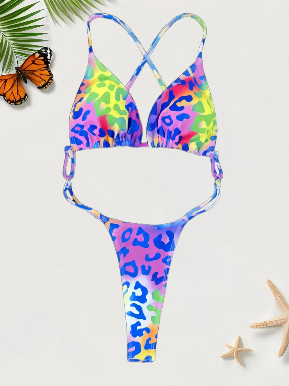 Damskie ekstremalne Backless seksowne bikini w panterkę jednoczęściowy strój kąpielowy z miseczkami na piersi stringi bikini plaża urocze wakacyjne