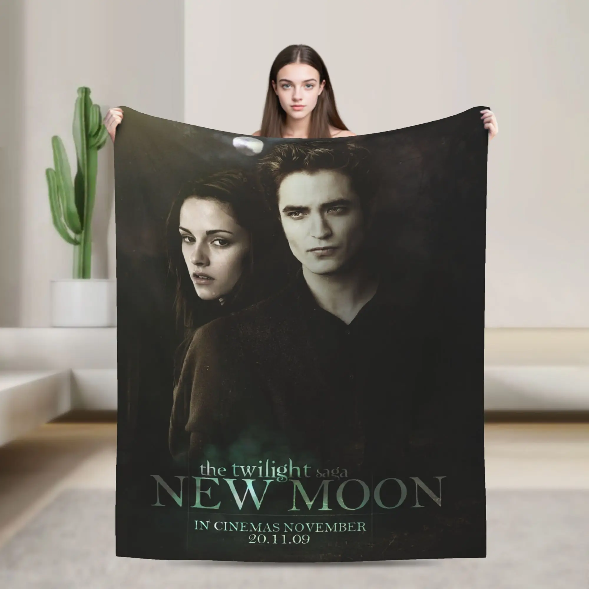 

The Twilight Saga New Moon Blanket Coral Fleece Plush Edward Bella Multi-function Throw Blankets for Sofa Car Plush Thin Quilt