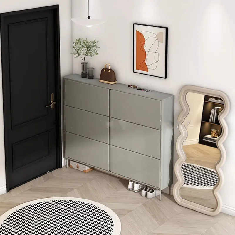 

Ergonomic Vertical Wood Shoe Cabinet 3 Layers Design Storage Organizer Shoe Rack Living Room Craft Zapatero Hotel Furniture