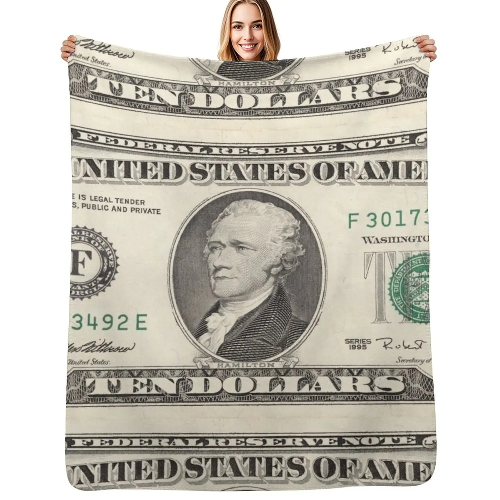 

United States ten-dollar bill - Alexander Hamilton Throw Blanket Luxury Throw Thermals For Travel Plush Flannel Fabric Blankets