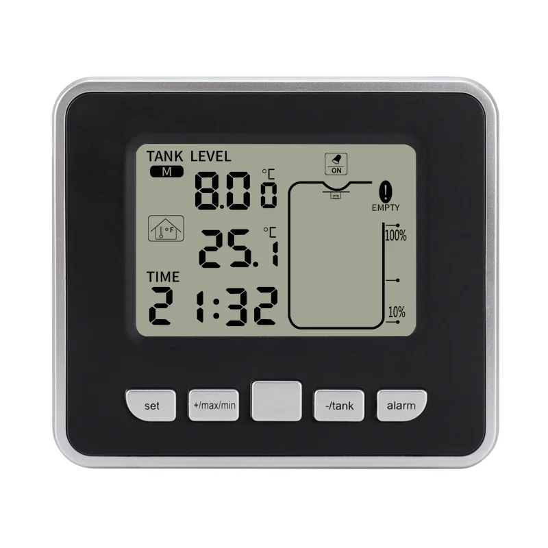 Imagem -05 - Ultrasonic Água Tanque Nível Medidor Sensor Exibição de Temperatura Tempo Alarme Transmissor Receptor Dispositivo de Medição de Profundidade Líquida Ft002
