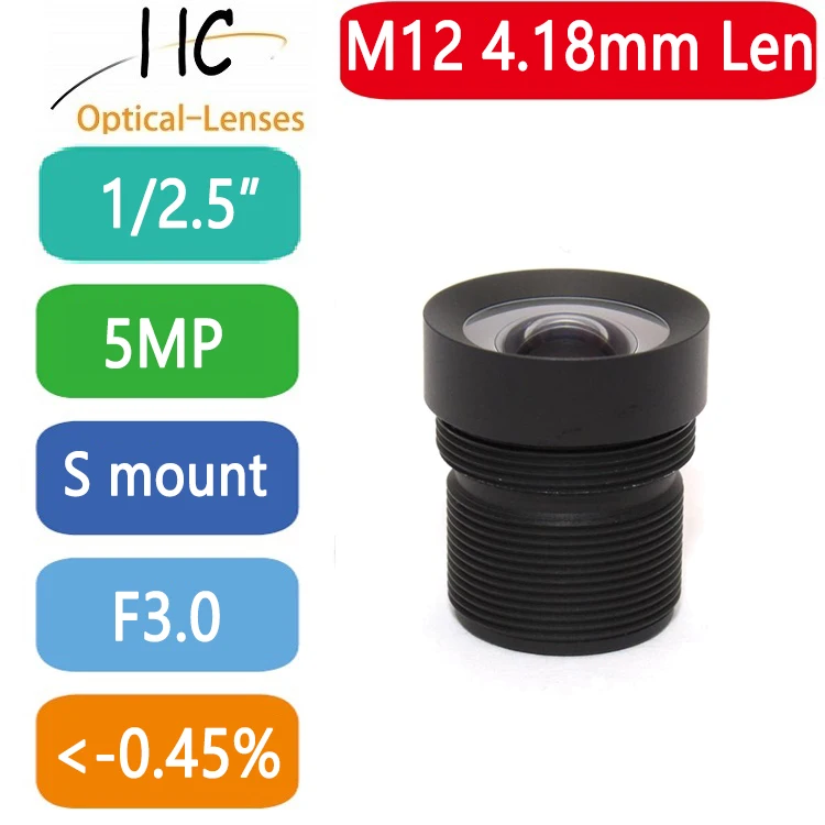 5 MegaPixel M12-Mount 4.18mm short-focus 1/2.5'' board lens F3.0 fixed Iris FA/Machine Vision lens,very low distortion