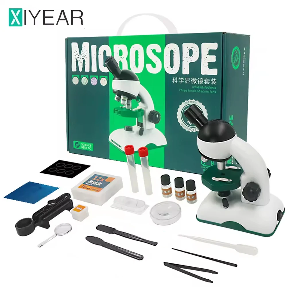 

1200X Kid Science Experiment HD Optical Microscope Toy Kit Educational Scientific Experimental with Light Children STEM Toy Gift
