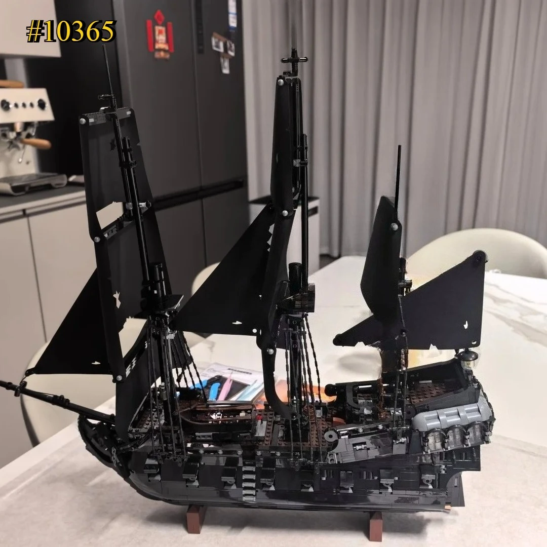 Navire de Pirate à voile noir 10365, ensembles de blocs de construction compatibles avec les particules Legoed, adaptés aux cadeaux de noël, 2862 pièces