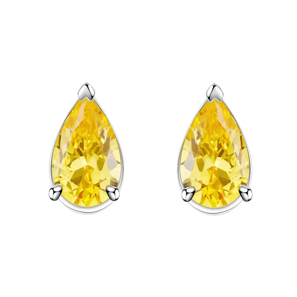 S925 Prata Pura Água Gota Ear Stud, Pear Shaped, Diamante de alto carbono, clássico e Versatilidade Popular, novos modelos