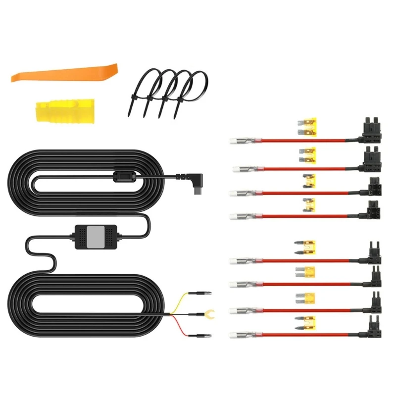 Versatility Dashcam Hardwire for Dashboards Camera USB C Port for Continuous Monitoring Multiple Size connectors