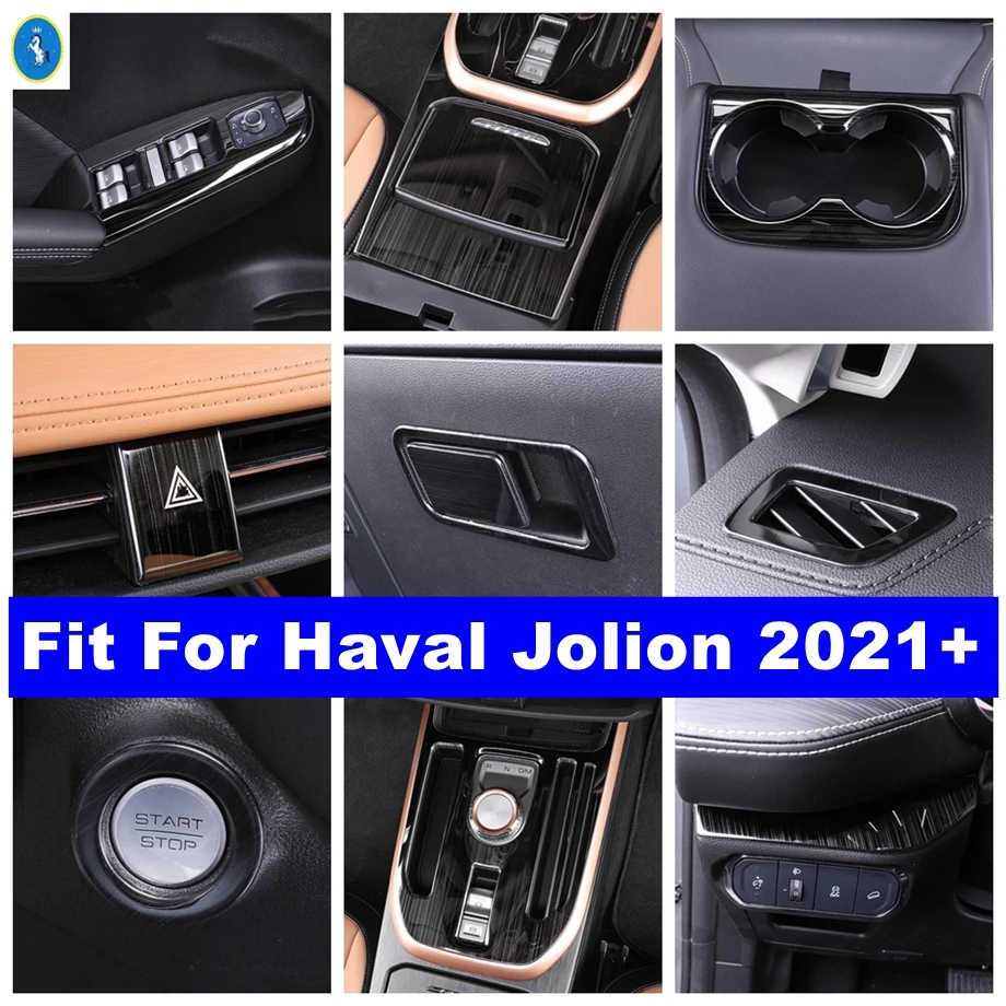 

For Haval Jolion 2021 - 2024 Black Brushed Car Water Cup Holder / Gear Shift / Center Control Strip Decor Accessories Cover Trim