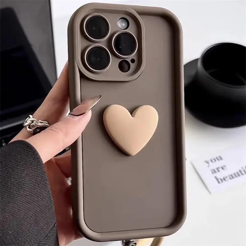 Lovebay Cute 3D Love Heart Silicone Phone Case For iPhone15 13 12 11 14 Pro Max XR XS 7 8 Plus Soft Shockproof Back Bumper Cover