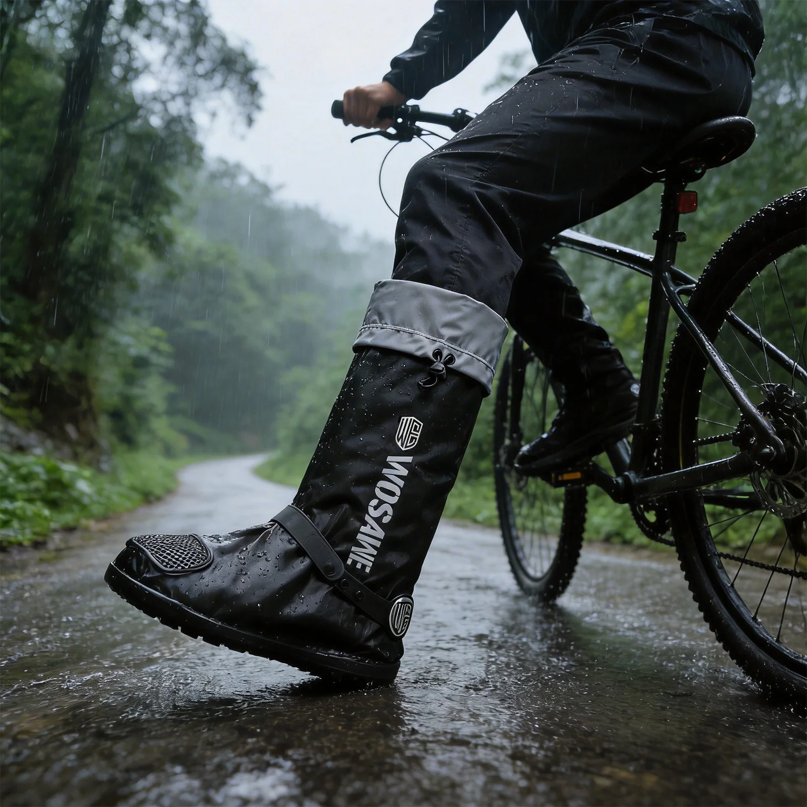 WOSAWE Waterproof Rain Shoes Cover Unisex Reusable Non-Slip Cycling Hiking Boot Covers Thickened Rain Snow Wet Sand Boots Cover