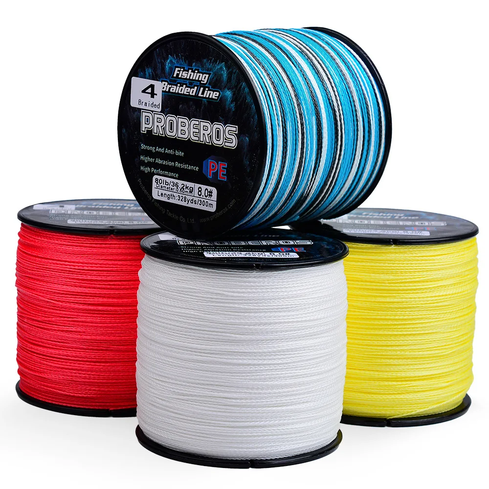 خيط صيد مجدول من Proberos - 300M/328YDS، قيمة توتر قوية للغاية 6-80 رطل وسلس للصب لمسافات طويلة #5