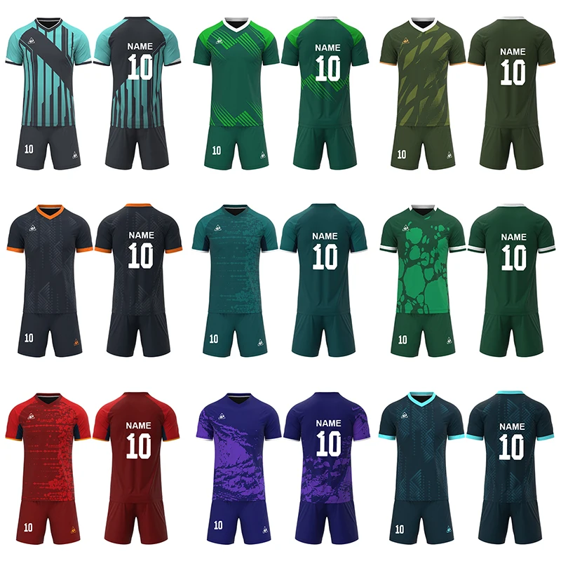 2 Set Football Jerseys Custom Logo Men Boys Soccer Clothes Sets Short Sleeve Football Uniforms Adult Soccer Tracksuit Jersey