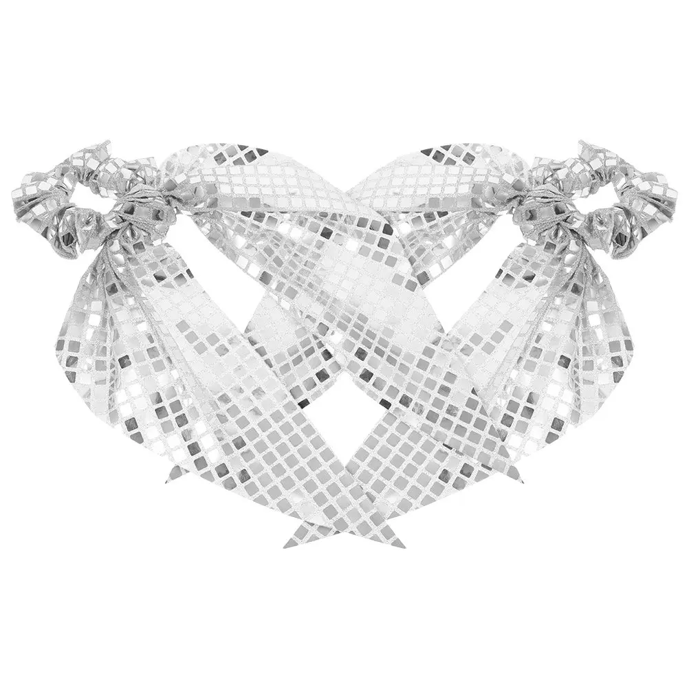 

2Pcs Shiny Sequin Scrunchies Sparkle Bowknot Hair Ties for Ponytails Elegant Stretchy Hair Bands Women Girls Glamorous Party