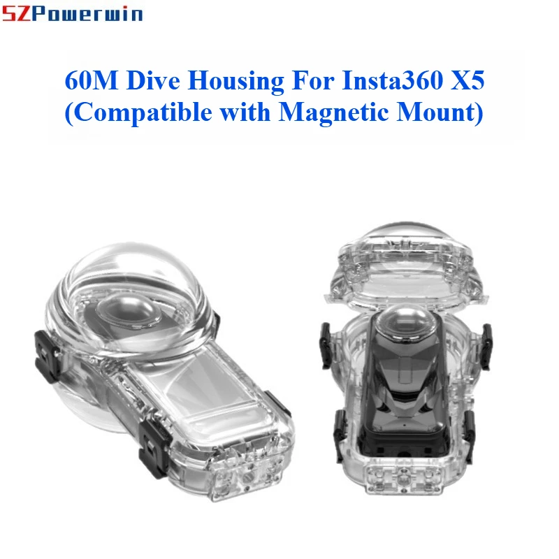 

Powerwin For Insta360 X5 Quick-Release Full Invisible Dive Case 60m Compatible with Magnetic Mount for Panoramic Camera