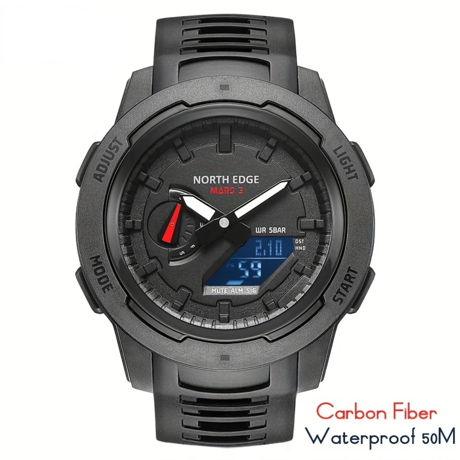 Mars 3 Men's Smart Watch With Carbon Fiber Composite Case, Waterproof 50M Sports Watch, Gift For Men Women