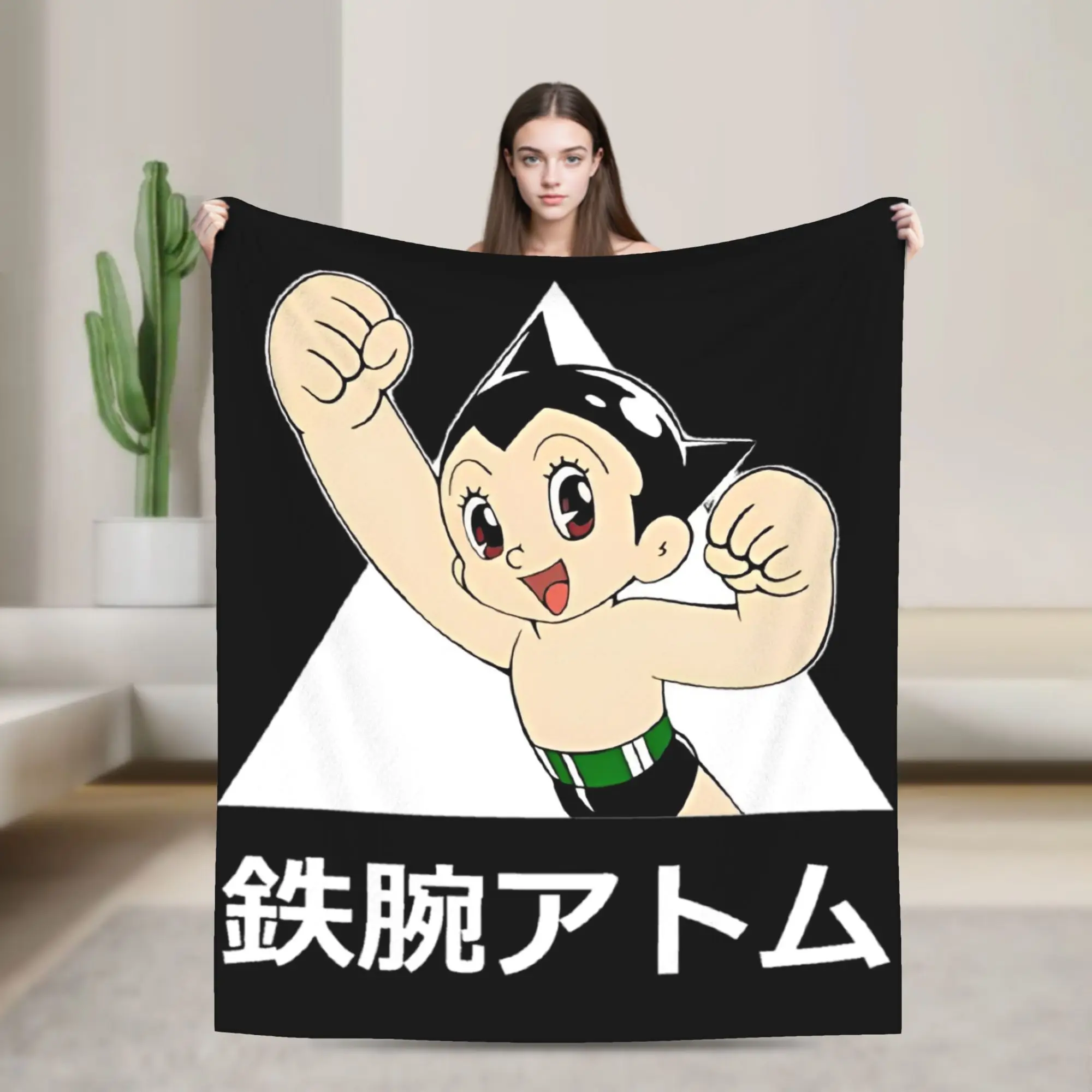 Astro Boy-Manta de punto Mighty Atom, manta suave de Manga de dibujos animados para niños, colcha de cama