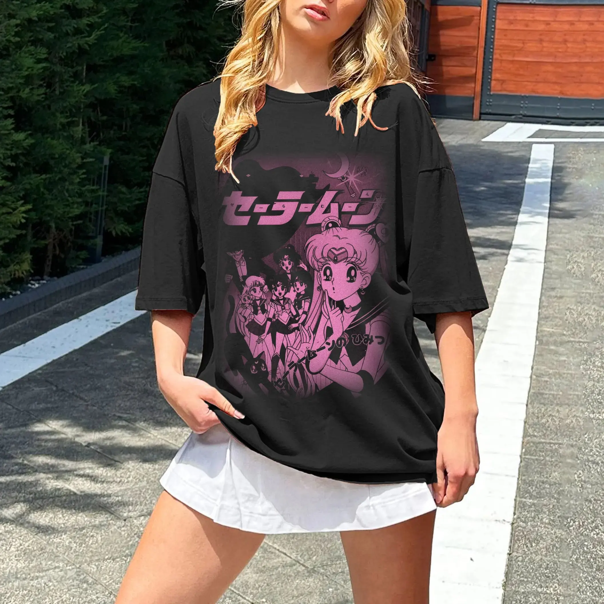 Unisex Streetwear Übergroßen Vintage Sailor Moon Anime T Shirt Sommer Y2k Neue Frauen Männer Kurzarm Graphic Tee Lose Beiläufige Top