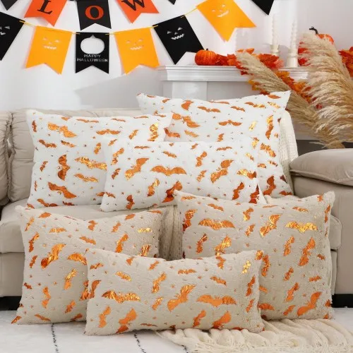 Halloween Ghost Pillow Cover Three-dimensional Towel Embroidery Ghost Pillow Cushion Cover Festival Living Room Sofa Cushion C