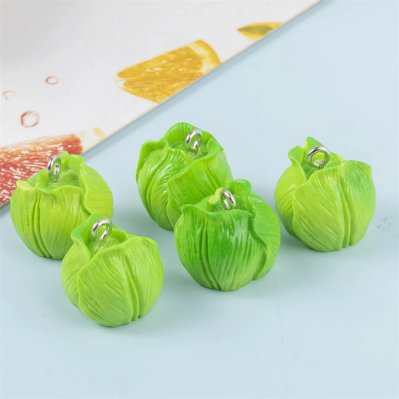 10pcs/lot 3D Simulation Cabbage Charms Cute Food Vegetable Resin Pendants for Earrings Necklace Diy Jewelry Making Accessories