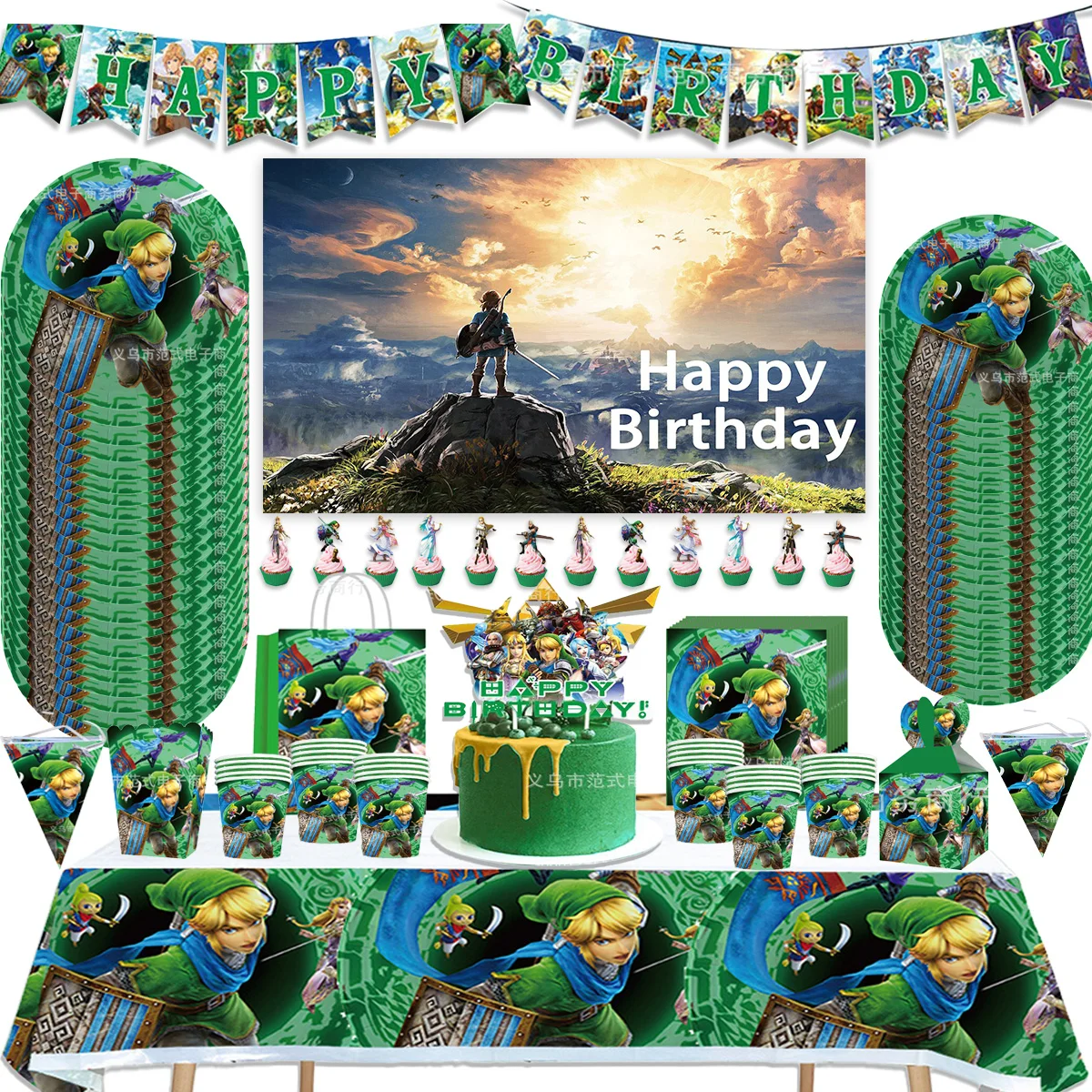 

The Legend Birthday Party Decoration Disposable Hot Game Zelda Tableware Tablecloth Balloons Banner Cake Toppers Baby Gifts Kids