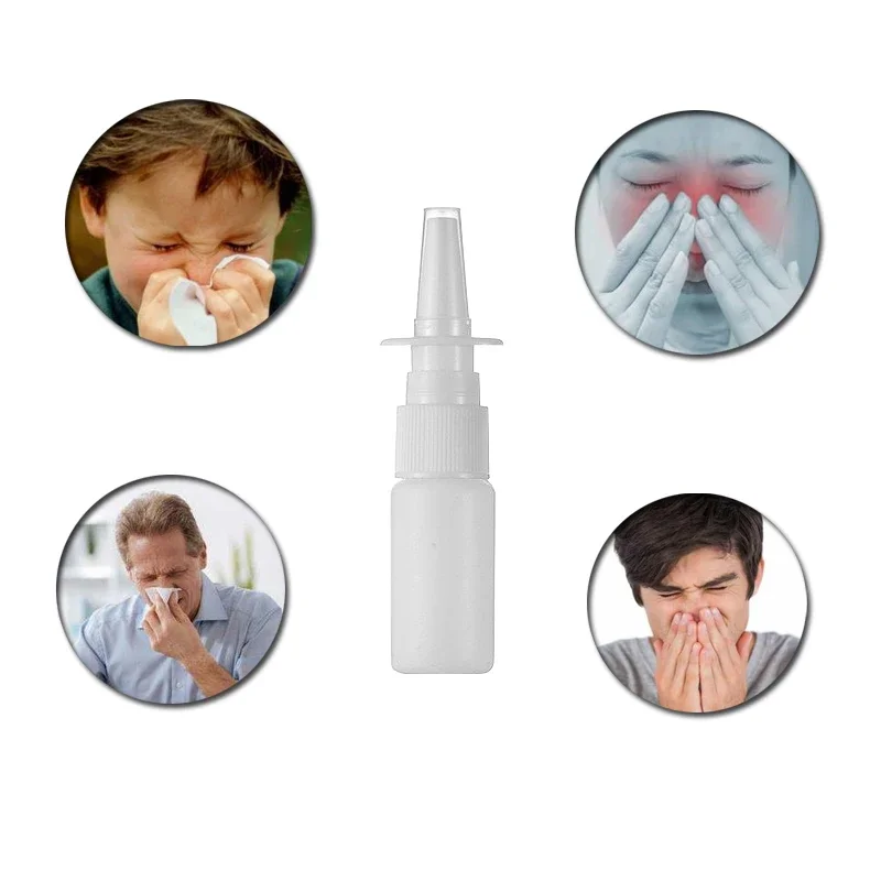 50/100pcs 5ml 10ml 15ml 20ml 30ml White Plastic Nasal Sprayer Pump Empty Oral Spray Atomizer Mist Nose Pump Refillable Bottle