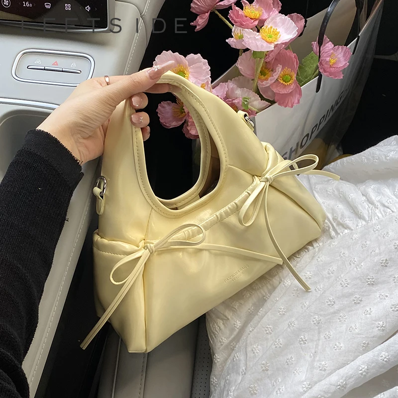 

LFTSID Trendy Bow Shoulder Bag 2025 Summer Yellow Underarm Bag Daily Crossbody Bag Casual Ladies New in Handbags and Purses