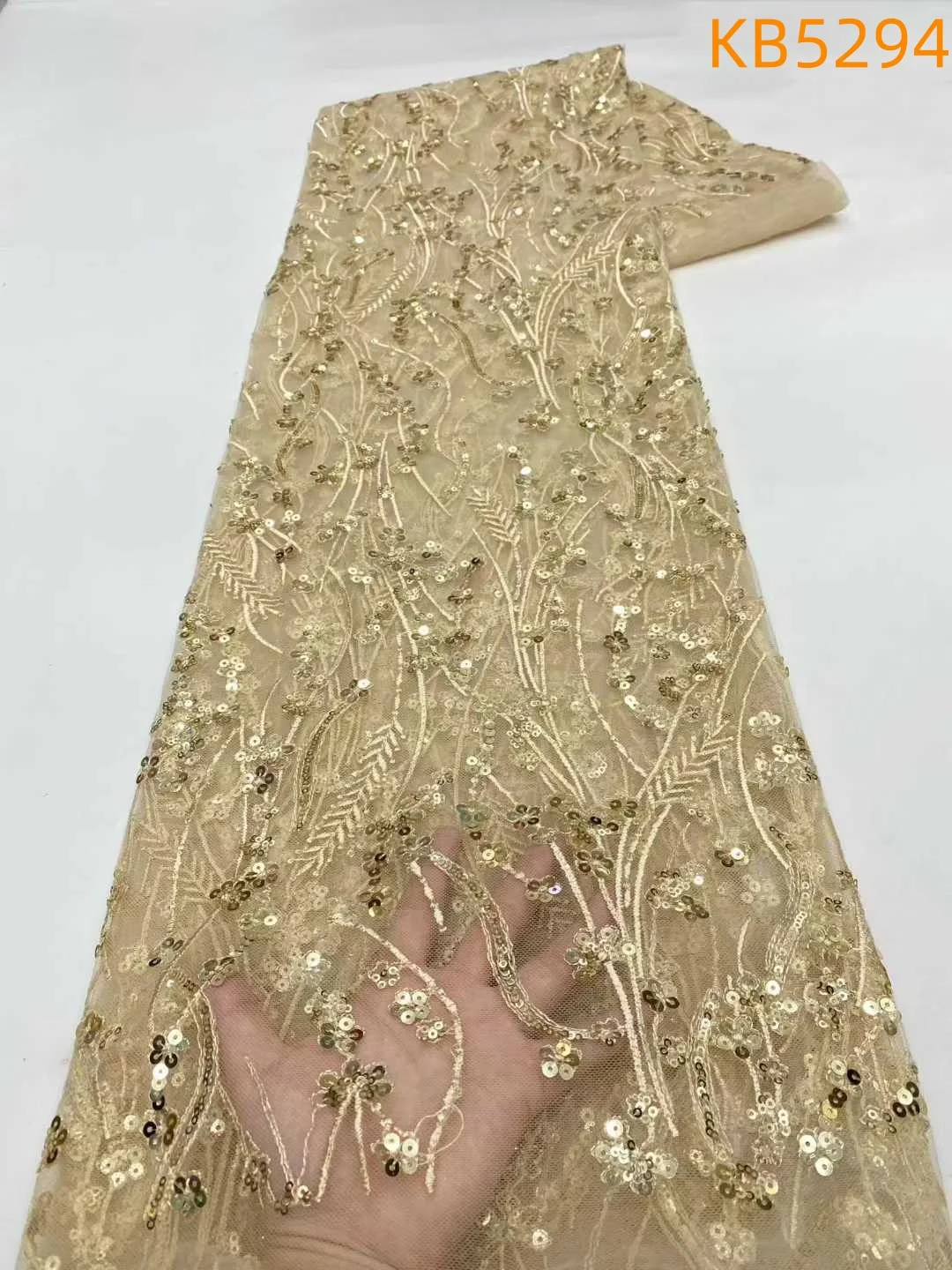 

Африканское кружевное полотно, 5 ярдов, вышитое кружево, нигерийские платья с пайетками, французское кружево с вышивкой, сетка для свадебных и праздничных платьев, KB5294