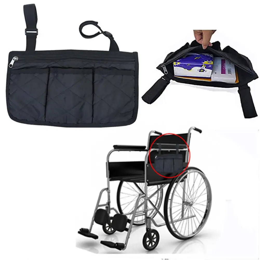 Wheelchair Armrest Bag Side Storage Bag Multi-pocket Storage Bag Reflective Strip Storage Wheelchair Hanging Bag