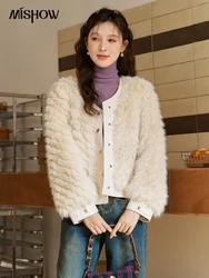 MISHOW Women's Fragrant Environmentally Friendly Fur Coat 2024 Winter Fur Eather Integrated Top Single Breasted Coats MXC56W0230