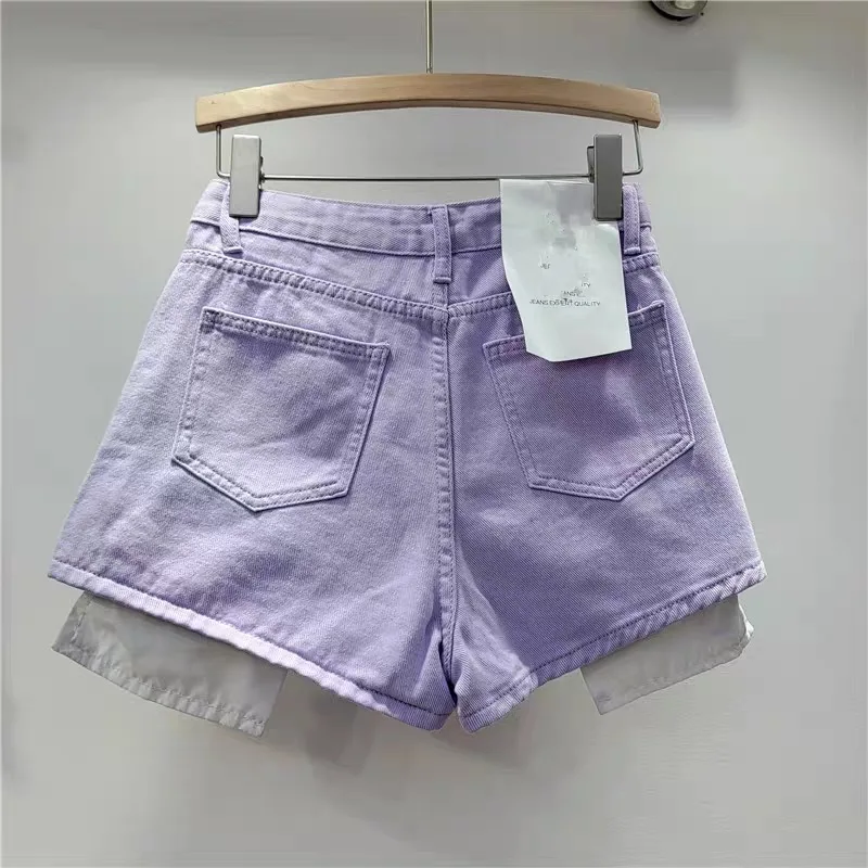 2024 New Arrival Women Summer New Mini Pocket Denim Cargo Shorts Skirts Women Fashion High Waist Straight A-line Shorts Skirt