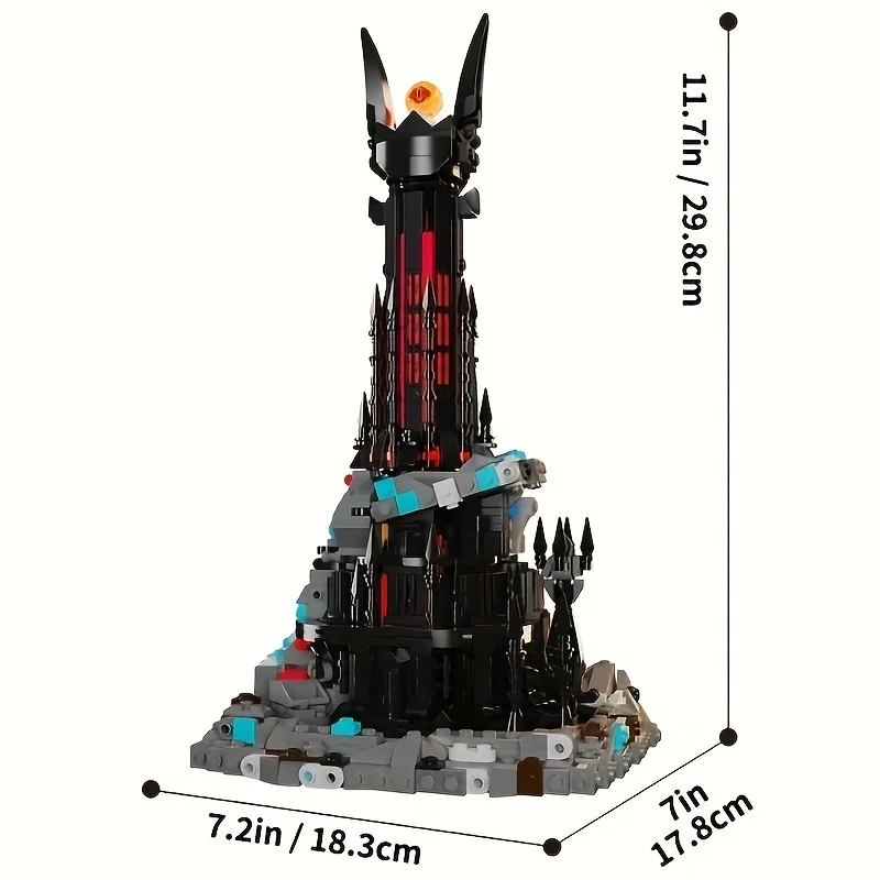 784 pçs moc senhor anel brilhante castelo arquitetura torre escura bloco de construção conjunto com iluminação olho jogo fãs presentes para jogador