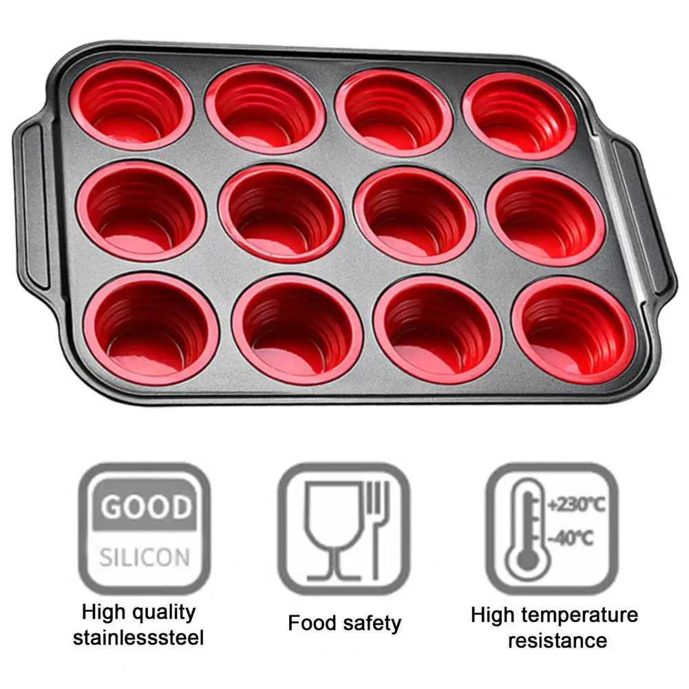 Easy Release Muffin Pan Nonstick Silicone Muffin Pan with Metal Frame for Baking Egg Bites Cupcakes Easy Release for Oven