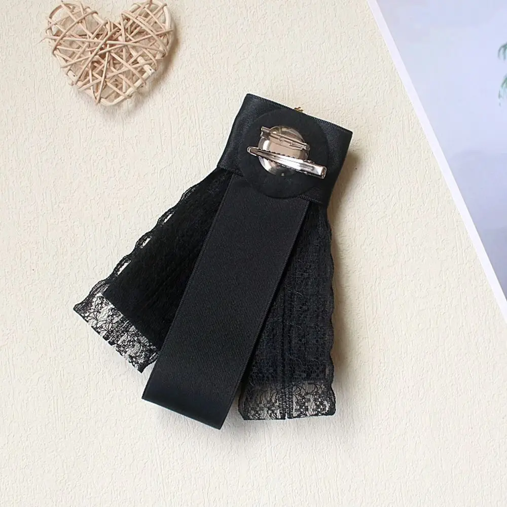 موضة حجر الراين كريستال الشريط القوس بروش البوليستر خمر النسيج Bowknot بروش التذكاري الأسود Cravat ربطة العنق النساء #2