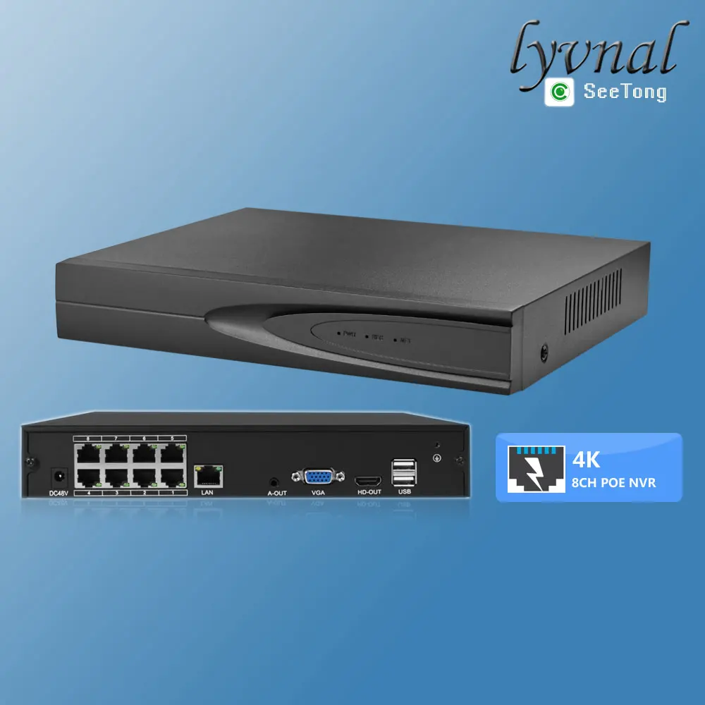 

H.265 8CH POE NVR 4K 8MP 5MP 4MP 1080P AI Smart Recording Security Surveillance Network Video Recorder Up to 14TB HDD