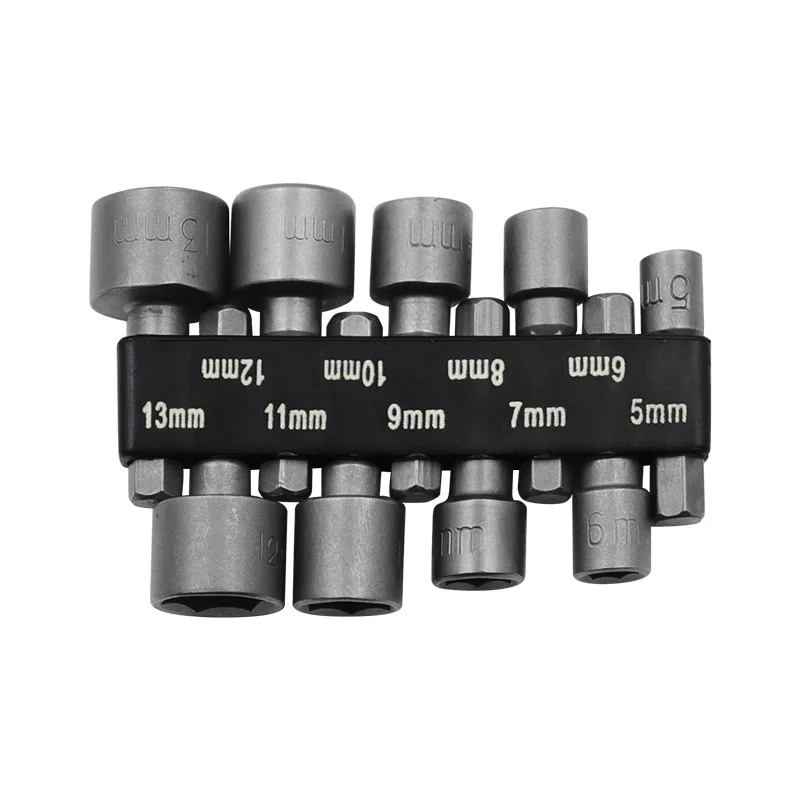 ZK30 9pcs/set 5mm-13mm Hex Socket Sleeve Nozzles Magnetic Nut Driver Set Drill Bit Adapter Hex Power Tools