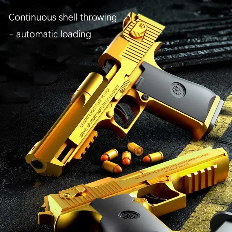 Pistola automática de ejeção de concha para meninos Pistola Desert Eagle, Burst Soft Bullets, arma de pistola para jogos ao ar livre, 2023