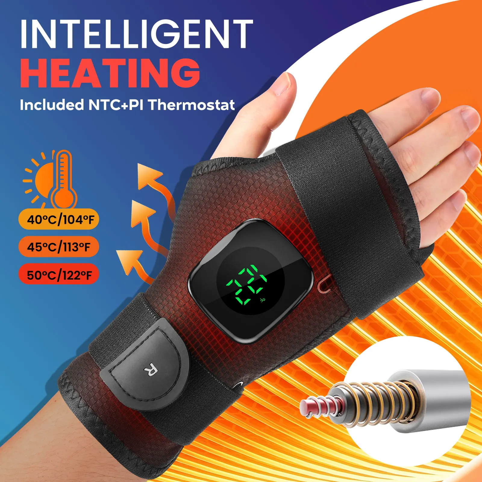 

Перезаряжаемый 3-уровневый пояс для поддержки запястья с подогревом, термозащита рук, защита запястья, теплый бандаж для запястья, облегчение усталости