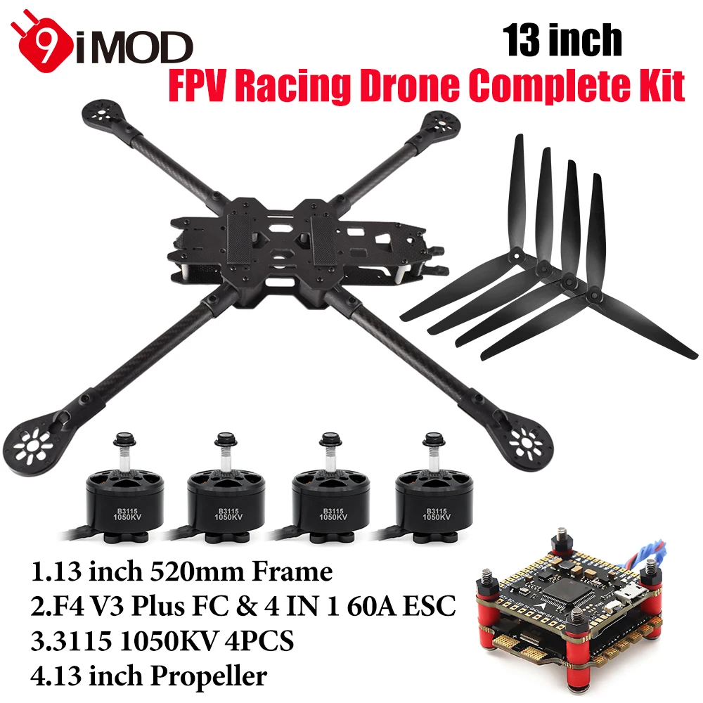 9IMOD 13inch 520mm Wheelbase Carbon Fiber B3115 1050KV Brushless Motor 13inch Propeller for FPV 13