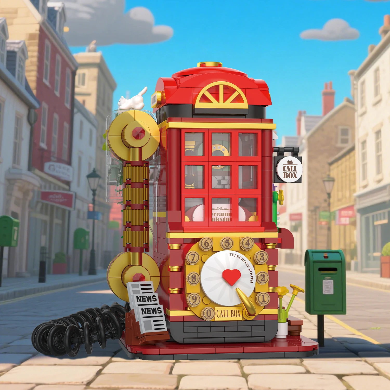 

Mini Bricks Retro British Telephone Booth Building Blocks Set DIY Clock Phone Booth Model Toy For Kids