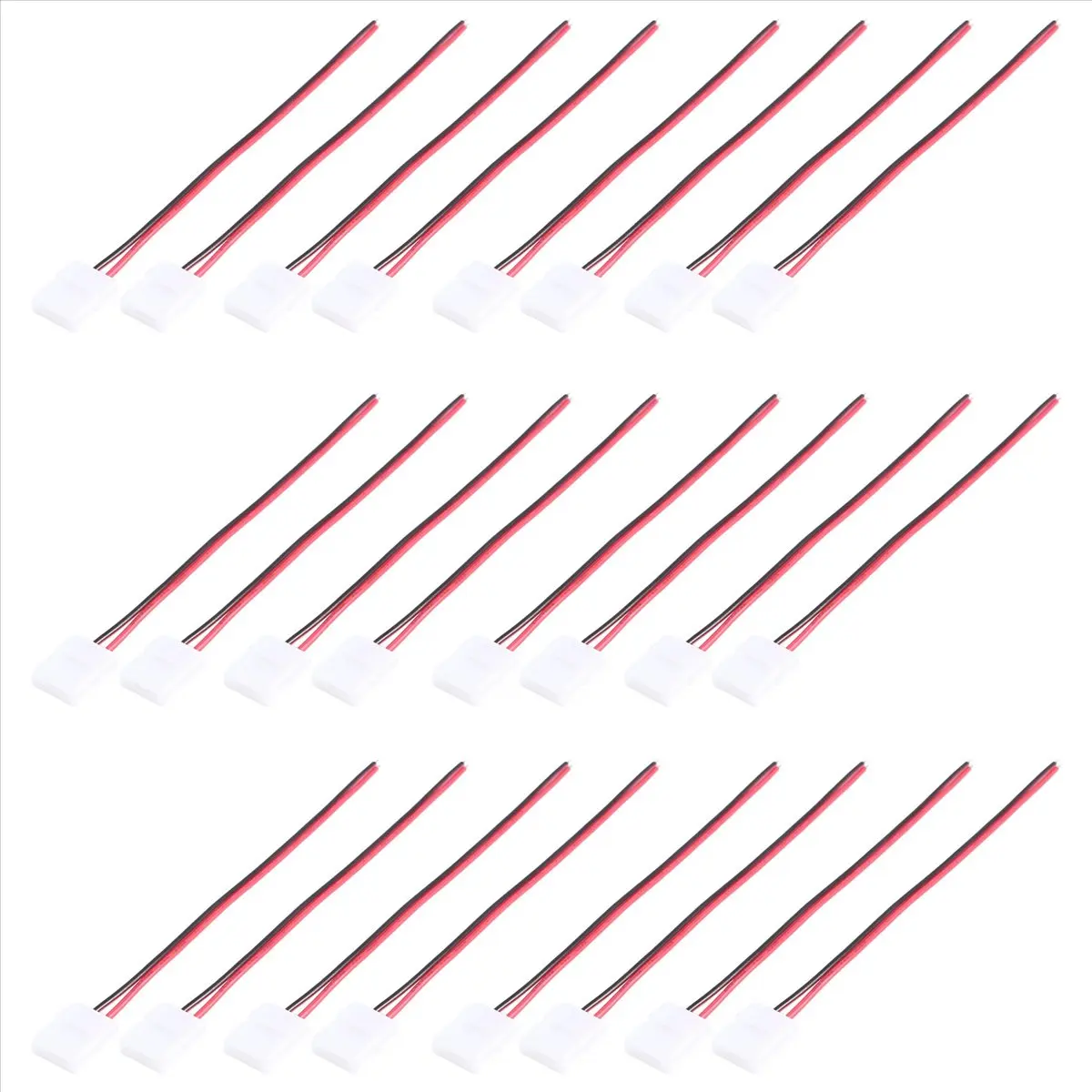 DT19 24Pcs 8mm 2 Pin LED Strip Light Connector for SMD 3528 2835 Single Color LED Strip Lights Solderless PCB Adapter