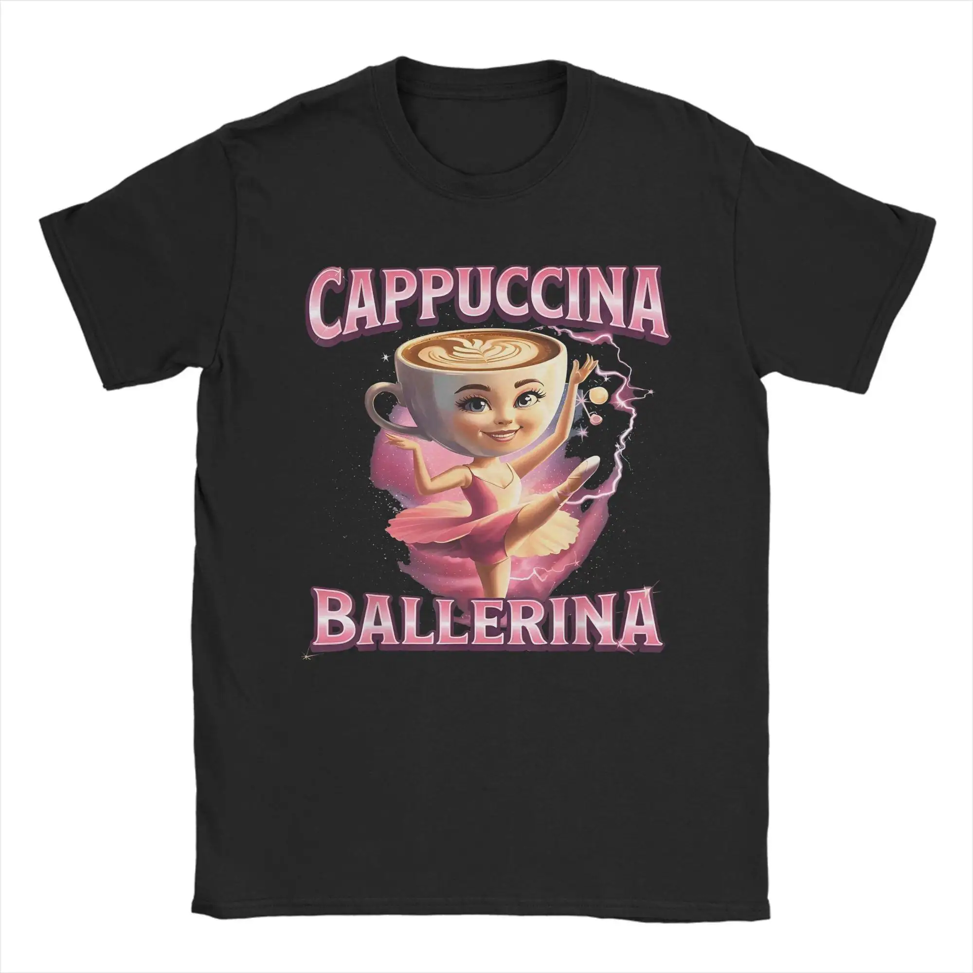

Women's Fun Graphic Tee, "Cappuccina Ballerina" Coffee - Themed Print, Casual Café & Dance Lover Top