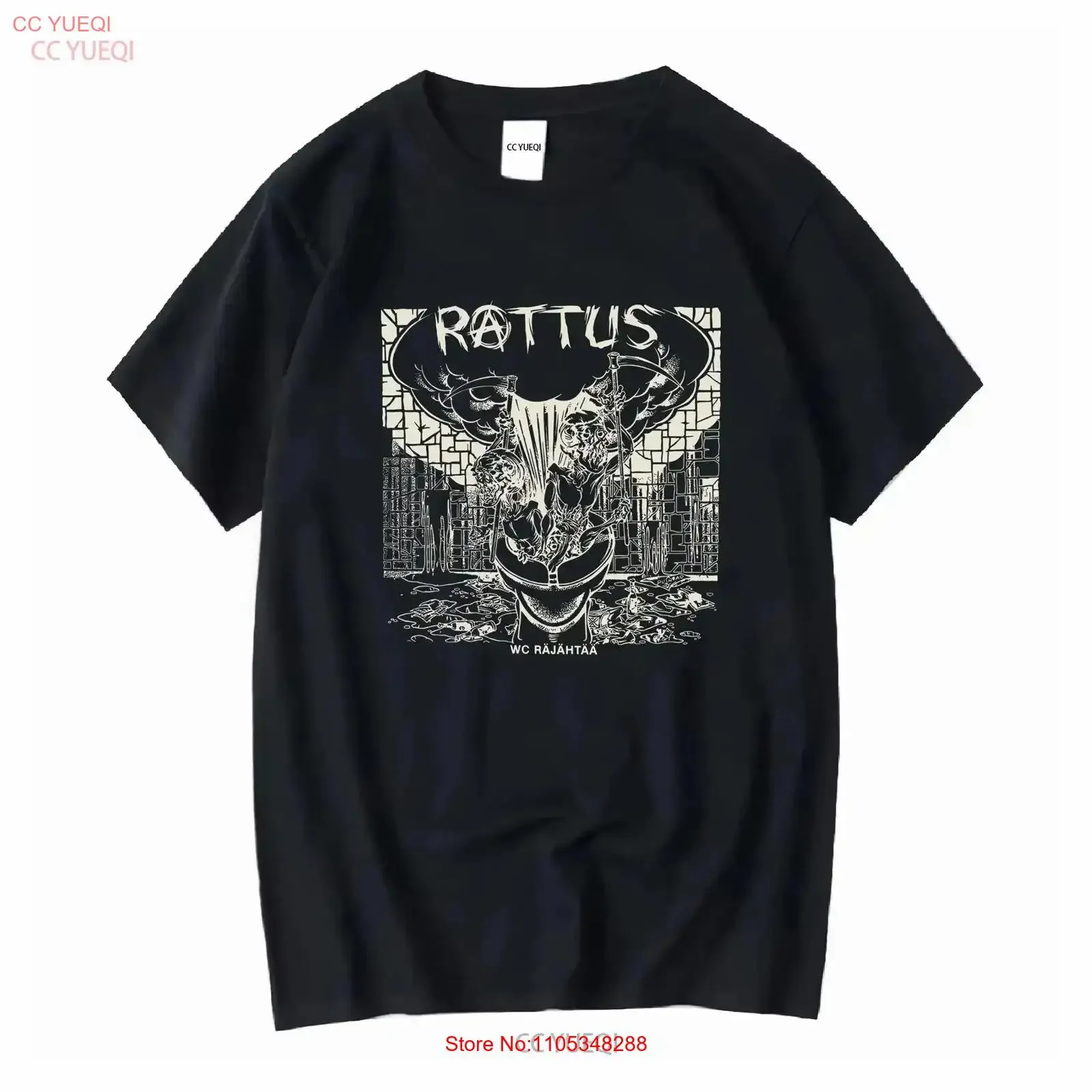 Vintage Rattus Finnish Hardcore Punk Band Wc Rajahtaa Pushead 1980s Album Music Tour T Shirt Black Size M Washed vintage homme