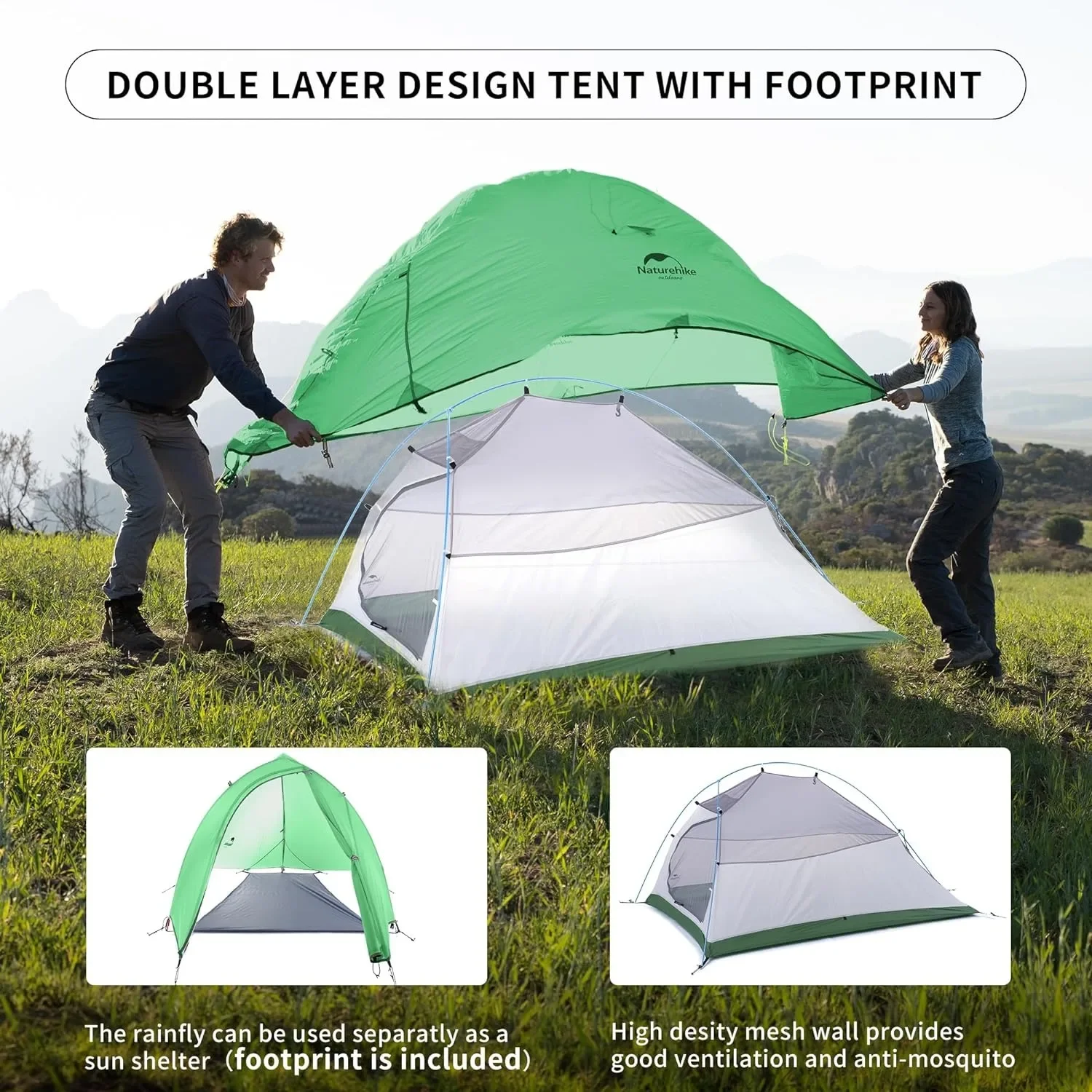 Cloud  2 Person Camping Tent Waterproof Easy Build Ultralight Beach Tent Outdoor Hiking Backpacking Shelter Tents Santic cycling