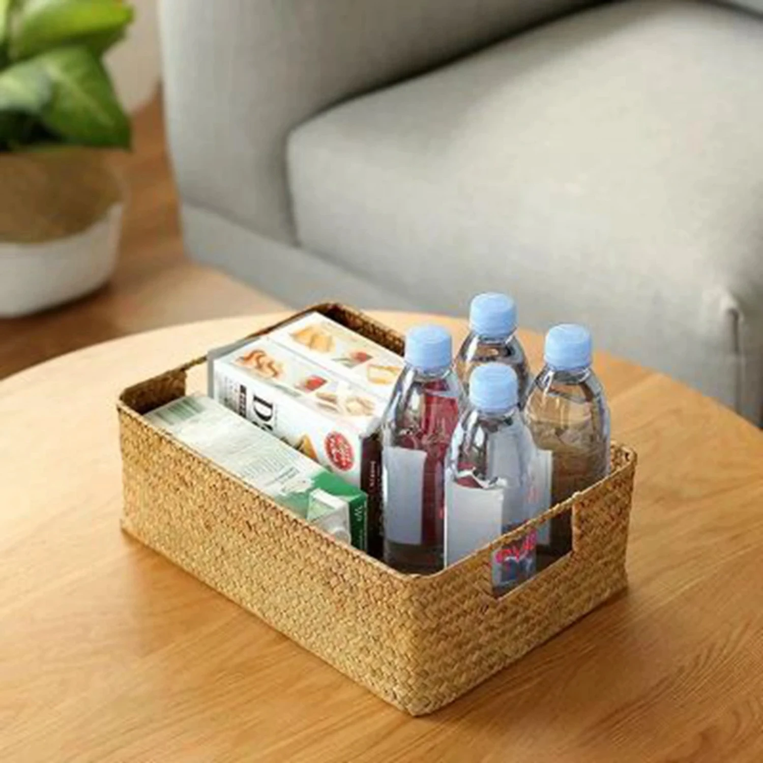 Natural Large Woven Seagrass Basket Of Straw Wicker For Home Table Fruit Bread Towels Small Kitchen Storage Container
