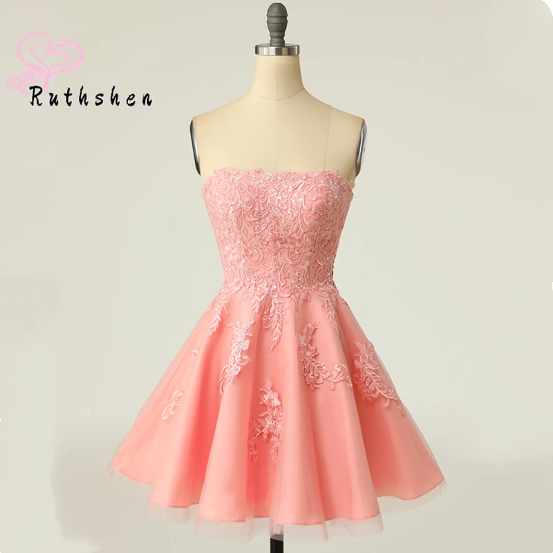 Korte Roze Feestjurken Voor 2023 Vestidos Strapless Tiener Mini Formele Homecoming Baljurken