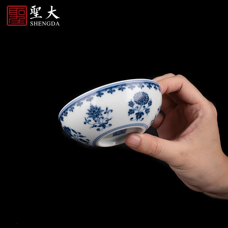 |white folding lotus flower pattern master maintain lamp high-grade pure manual hand-painted porcelain kung fu tea cups