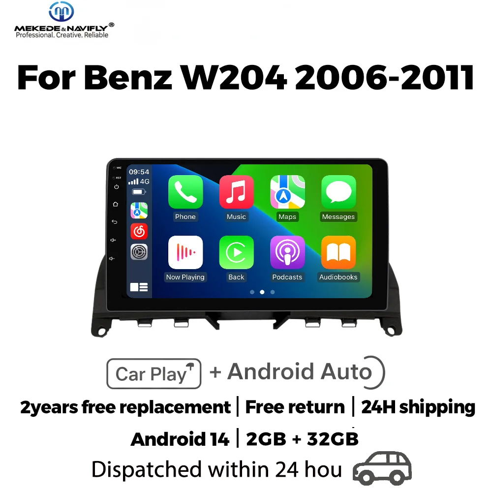 

Автомагнитола MEKEDE&NAVIFLY на Android 14 для Mercedes Benz C-класса W204 S204 2006-2011, GPS-навигация, центральная мультимедийная система, умная аудиосистема для автомобиля.